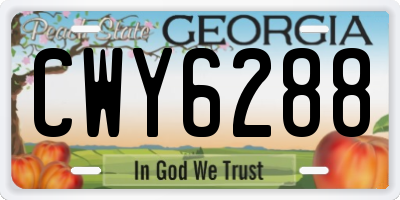 GA license plate CWY6288