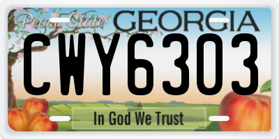 GA license plate CWY6303