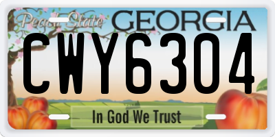 GA license plate CWY6304