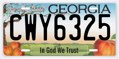GA license plate CWY6325
