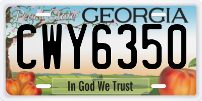GA license plate CWY6350