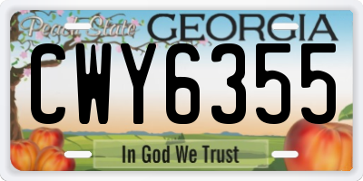 GA license plate CWY6355
