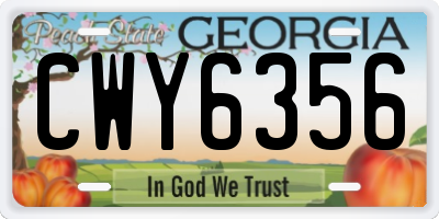 GA license plate CWY6356