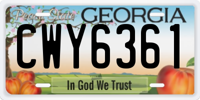 GA license plate CWY6361