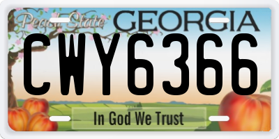 GA license plate CWY6366