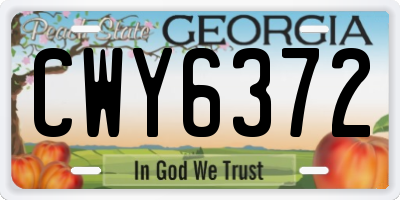 GA license plate CWY6372