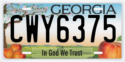 GA license plate CWY6375