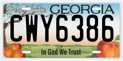 GA license plate CWY6386