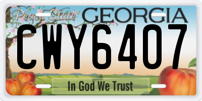 GA license plate CWY6407