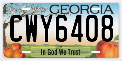 GA license plate CWY6408