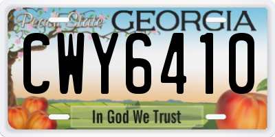 GA license plate CWY6410