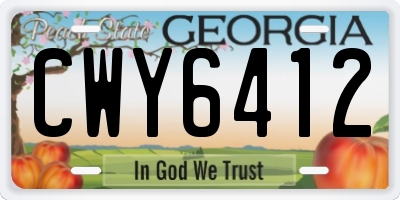 GA license plate CWY6412