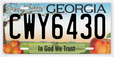 GA license plate CWY6430