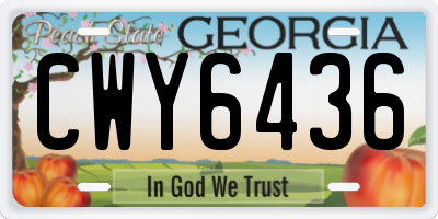 GA license plate CWY6436