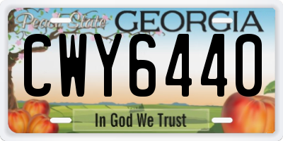 GA license plate CWY6440