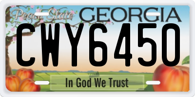 GA license plate CWY6450