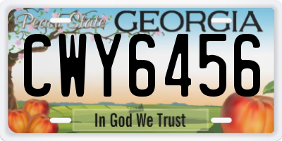 GA license plate CWY6456