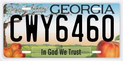 GA license plate CWY6460