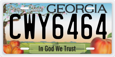 GA license plate CWY6464