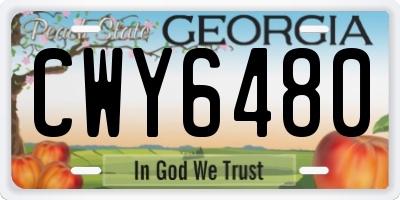 GA license plate CWY6480