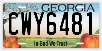 GA license plate CWY6481