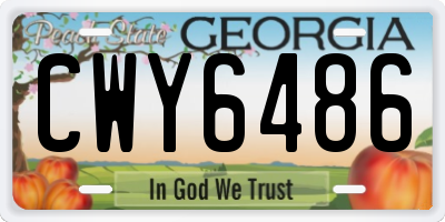 GA license plate CWY6486