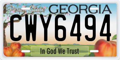 GA license plate CWY6494
