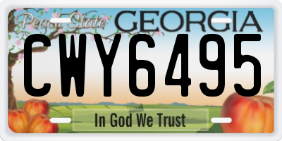 GA license plate CWY6495