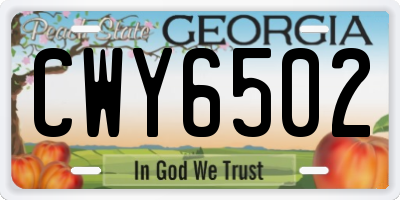 GA license plate CWY6502