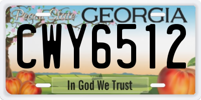 GA license plate CWY6512
