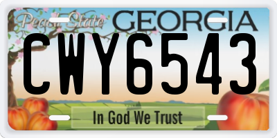 GA license plate CWY6543