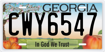 GA license plate CWY6547