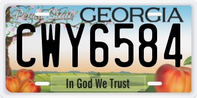 GA license plate CWY6584