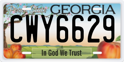 GA license plate CWY6629