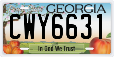 GA license plate CWY6631
