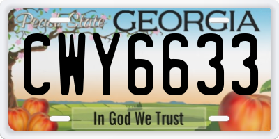 GA license plate CWY6633