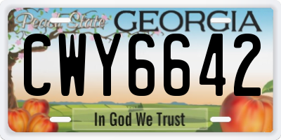 GA license plate CWY6642