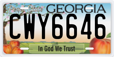 GA license plate CWY6646
