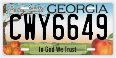 GA license plate CWY6649