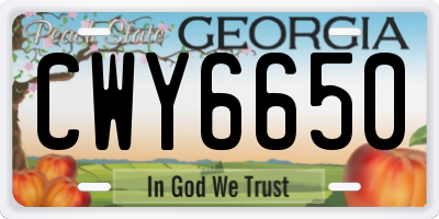 GA license plate CWY6650