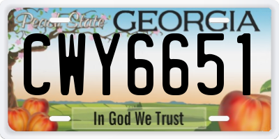 GA license plate CWY6651