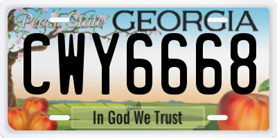GA license plate CWY6668
