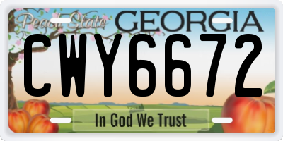 GA license plate CWY6672