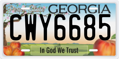 GA license plate CWY6685