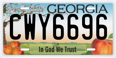 GA license plate CWY6696