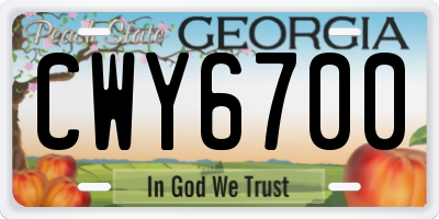GA license plate CWY6700