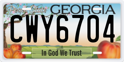 GA license plate CWY6704