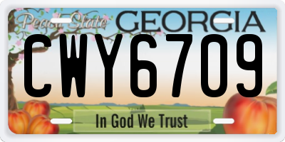 GA license plate CWY6709