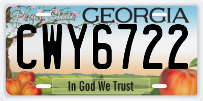 GA license plate CWY6722