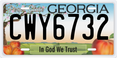 GA license plate CWY6732